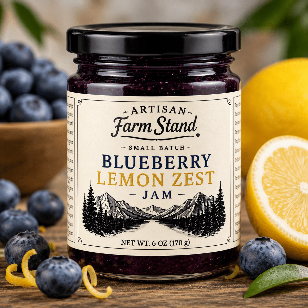 Artisan Farm Stand Blueberry Lemon Zest Jam | Small Batch Gourmet Fruit Preserve | 6 oz - Artisan Farm Stand