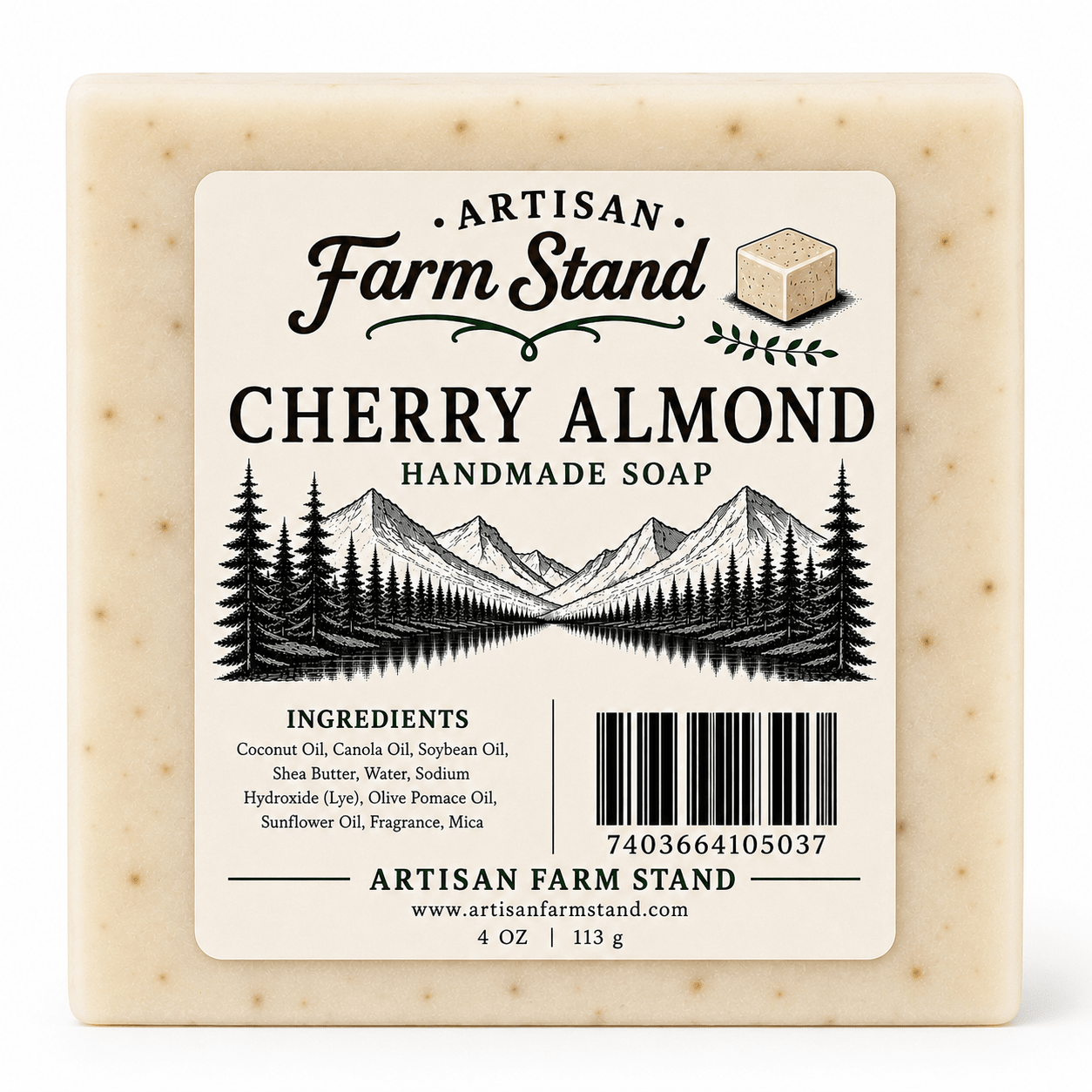 Cherry Almond Handmade Soap – Sweet Cherry & Warm Almond Artisan Bar Soap | Moisturizing Cold Process Soap | 4 oz - Artisan Farm Stand