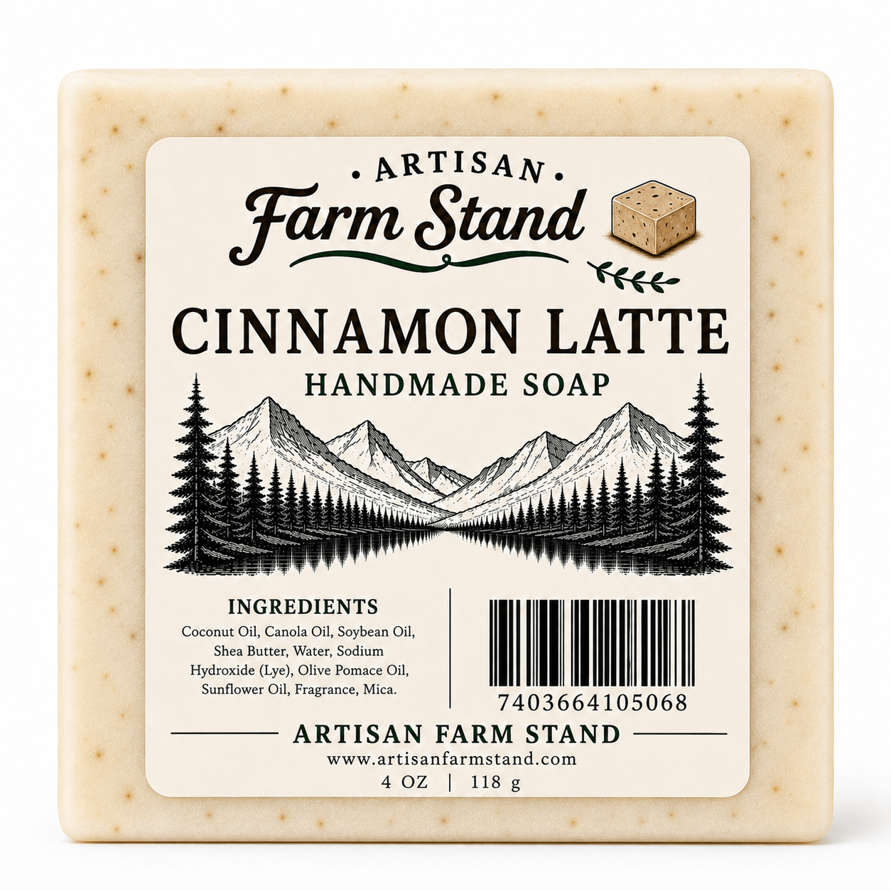 Cinnamon Latte Handmade Soap – Warm Cinnamon & Fresh Coffeehouse Scent Artisan Bar Soap | Moisturizing Cold Process Soap | 4 oz - Artisan Farm Stand
