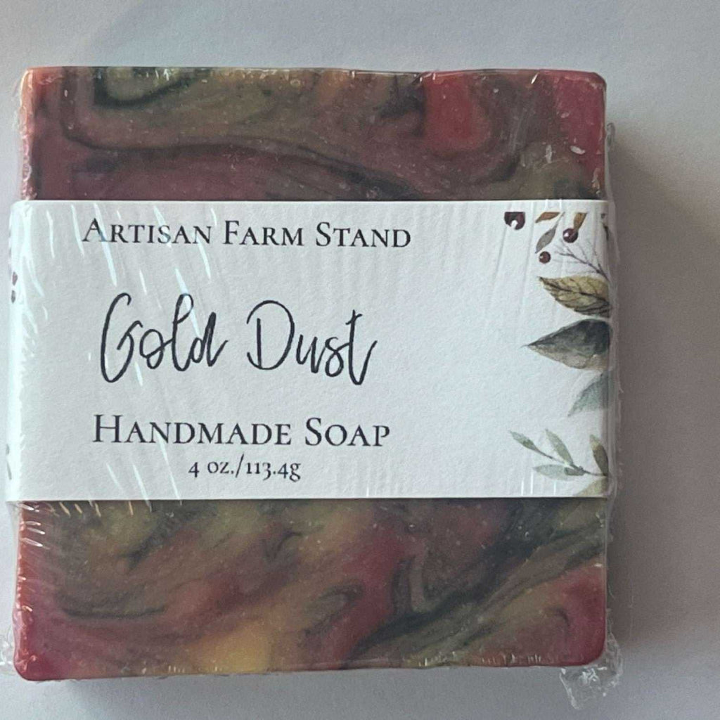 Artisan Farmstand Gold Dust Bar Soap in packaging, handcrafted with natural ingredients for luxurious cleansing.