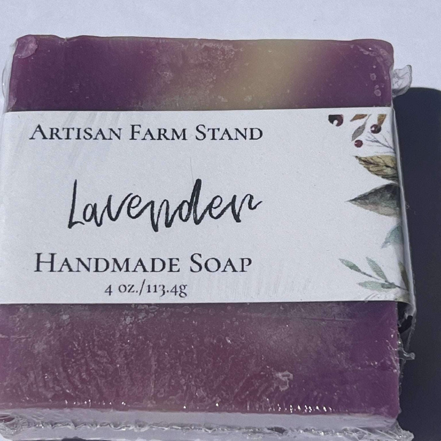 Lavender Bar Soap wrapped with artisan label, 4 oz.