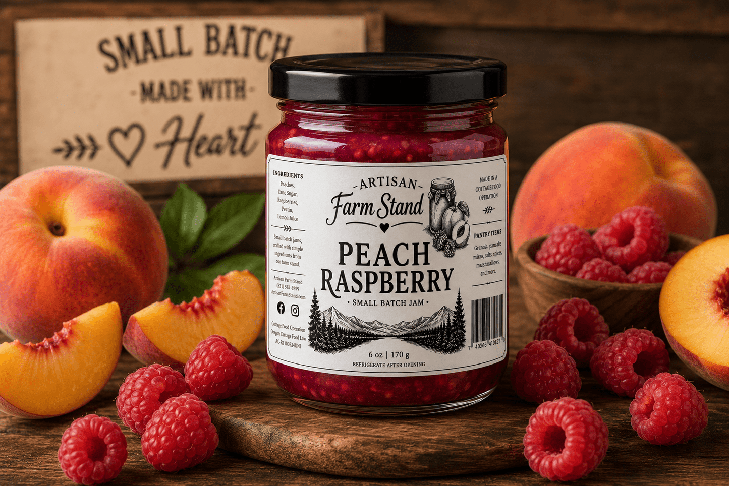 Peach Raspberry Jam – Small Batch Fruit Jam | 6 oz - Artisan Farm Stand