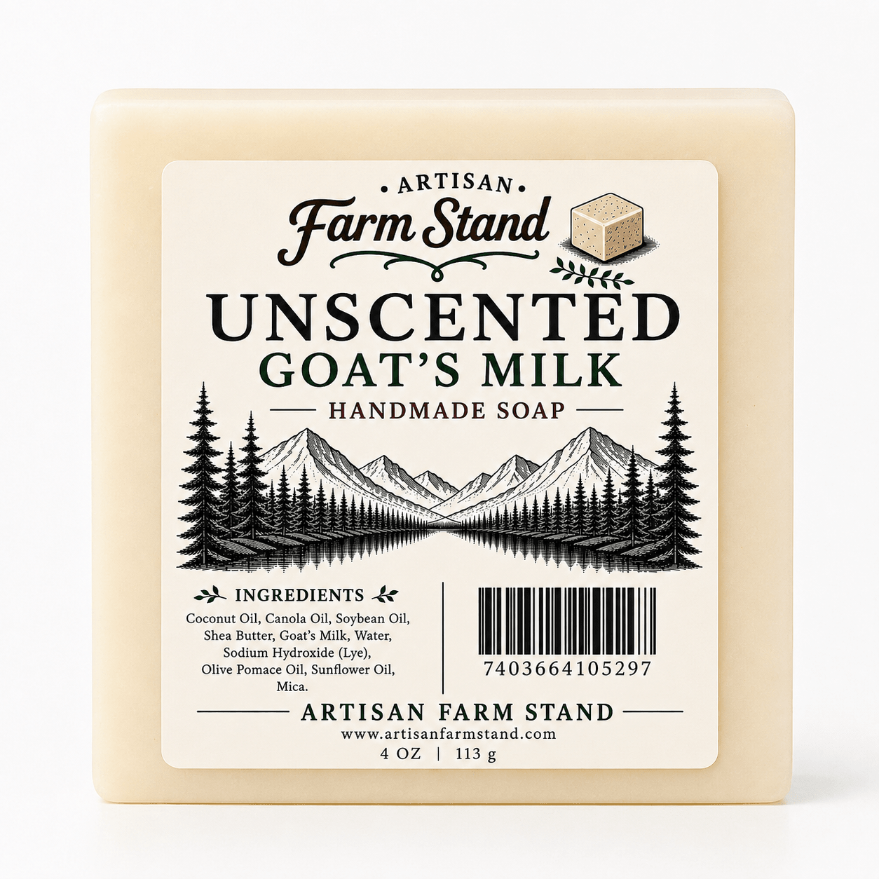 Unscented Goat's Milk Handmade Soap Bar – Artisan Farm Stand | Gentle & Fragrance-Free | 4 oz - Artisan Farm Stand