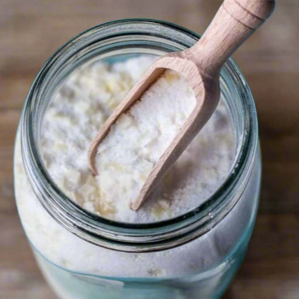 All-natural laundry soap with handcrafted soap shavings in a jar.