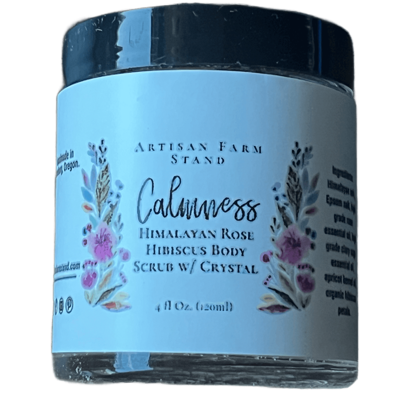 Himalayan Rose Hibiscus Body Scrub with Crystal in 4 oz glass jar