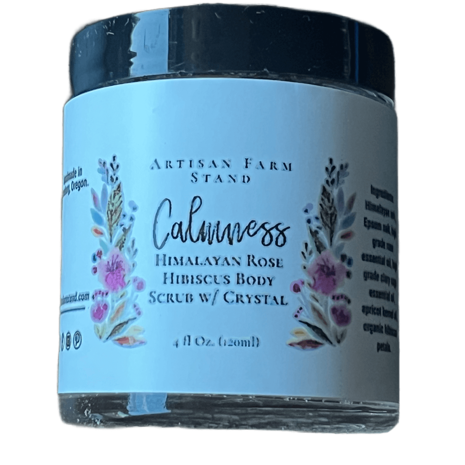 Himalayan Rose Hibiscus Body Scrub with Crystal in 4 oz glass jar