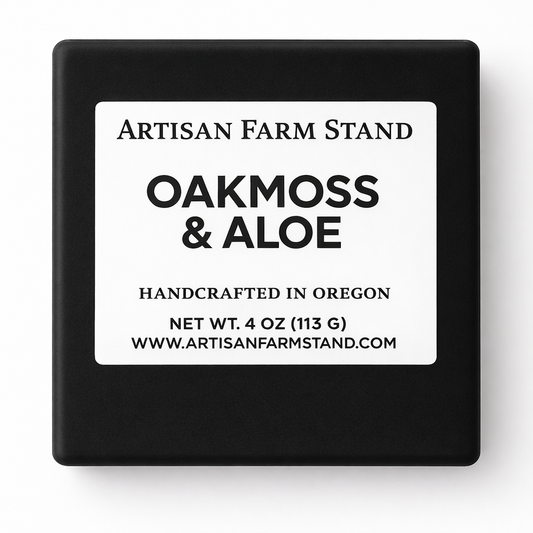  our Oak Moss &amp; Aloe Bar Soap blends earthy oak moss with the cool, calming essence of aloe for a fragrance that feels both clean and comforting. 