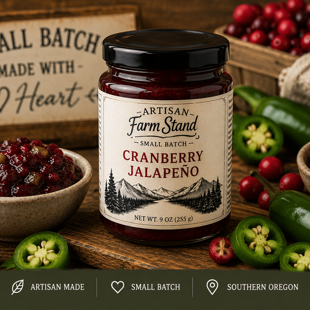 Artisan Farm Stand Cranberry Jalapeño Jam | Small Batch Sweet & Spicy Fruit Preserve | 6 oz - Artisan Farm Stand