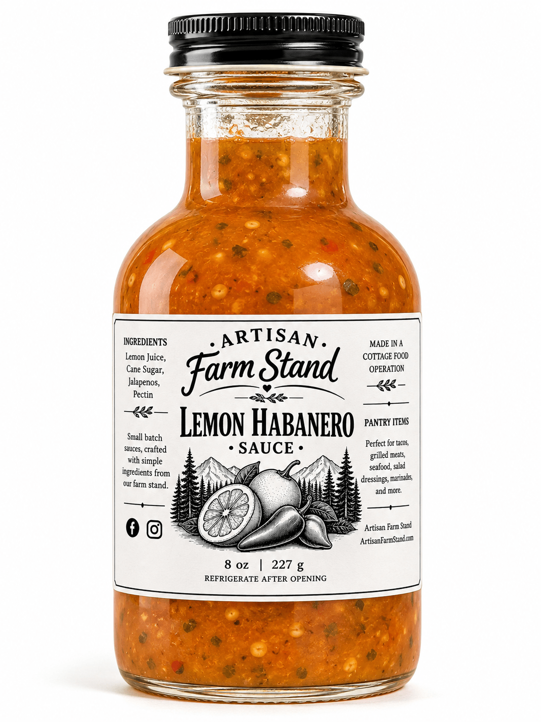 Artisan Farm Stand Lemon Habanero Sauce | Small Batch Sweet & Spicy Fruit Sauce | 8 oz - Artisan Farm Stand
