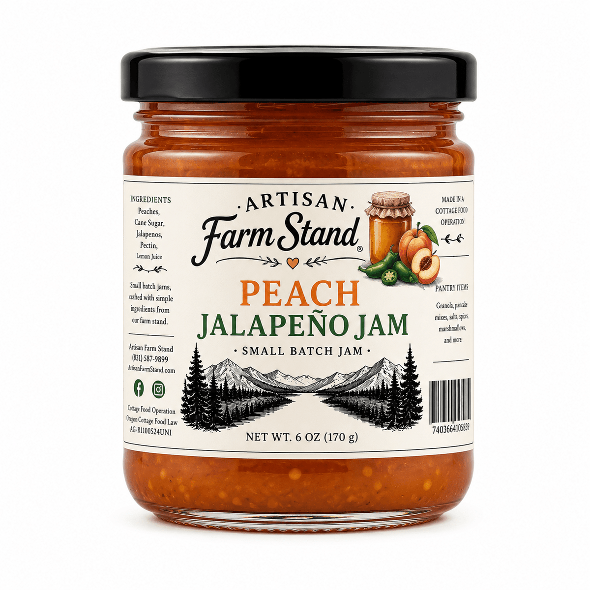 Artisan Farm Stand Peach Jalapeño Jam | Small Batch Gourmet Preserves | 6 oz - Artisan Farm Stand