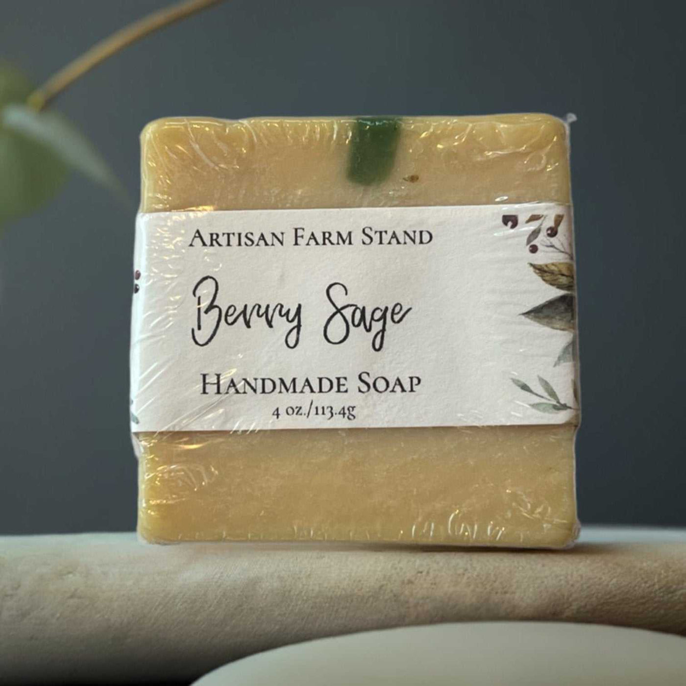 Handmade Berry Sage Bar Soap by Artisan Farmstand on display, offering a natural cleanse with real berries and sage.