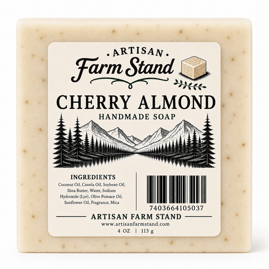 Cherry Almond Handmade Soap – Sweet Cherry & Warm Almond Artisan Bar Soap | Moisturizing Cold Process Soap | 4 oz - Artisan Farm Stand