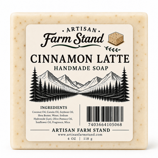 Cinnamon Latte Handmade Soap – Warm Cinnamon & Fresh Coffeehouse Scent Artisan Bar Soap | Moisturizing Cold Process Soap | 4 oz - Artisan Farm Stand