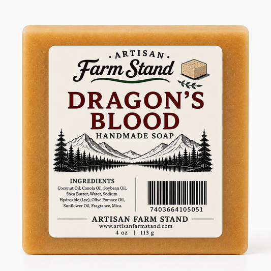 Dragon's Blood Handmade Soap – Warm Amber & Exotic Resin Artisan Bar | Moisturizing Cold Process Soap | Artisan Farm Stand - Artisan Farm Stand