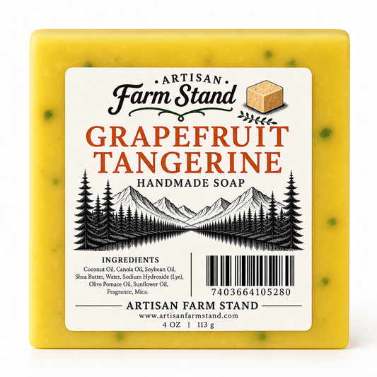 Grapefruit Tangerine Handmade Soap Bar – Artisan Farm Stand | Bright Citrus Scent | 4 oz - Artisan Farm Stand