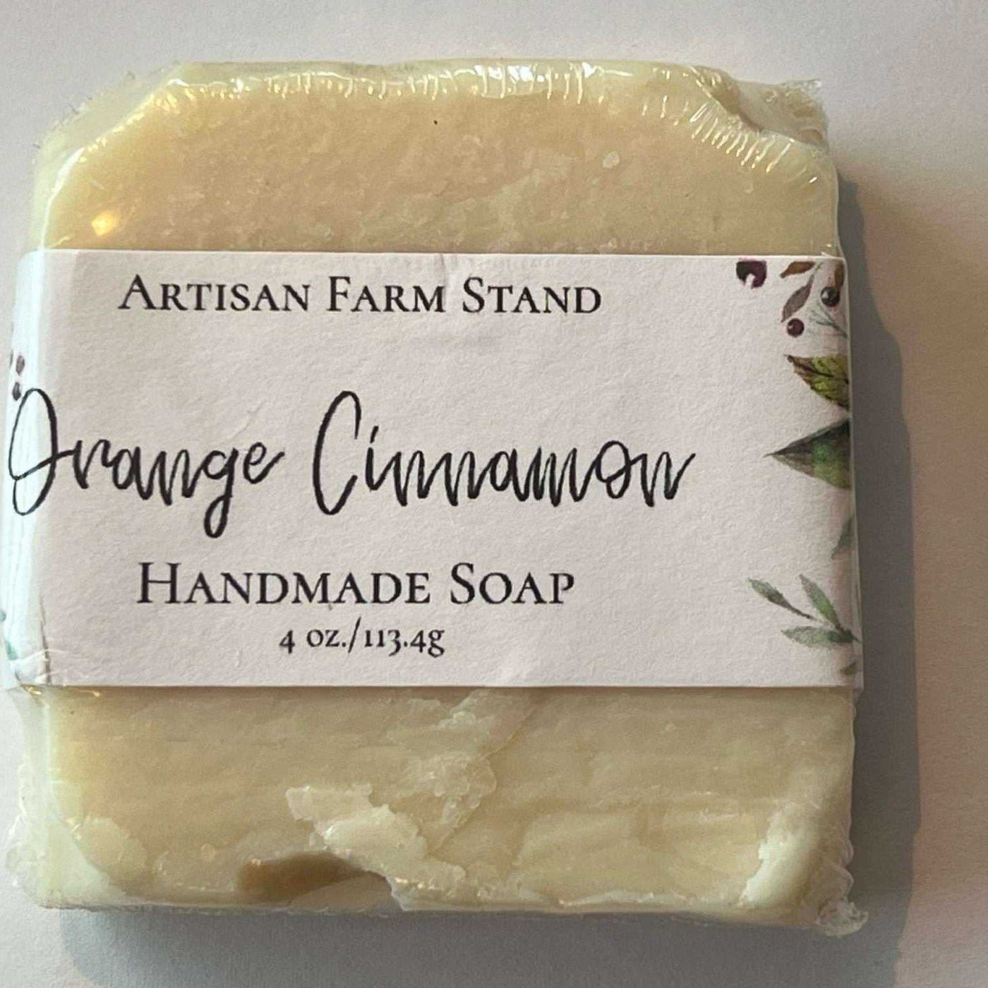 Artisan Farmstand Orange Cinnamon Bar Soap with label, 4 oz.