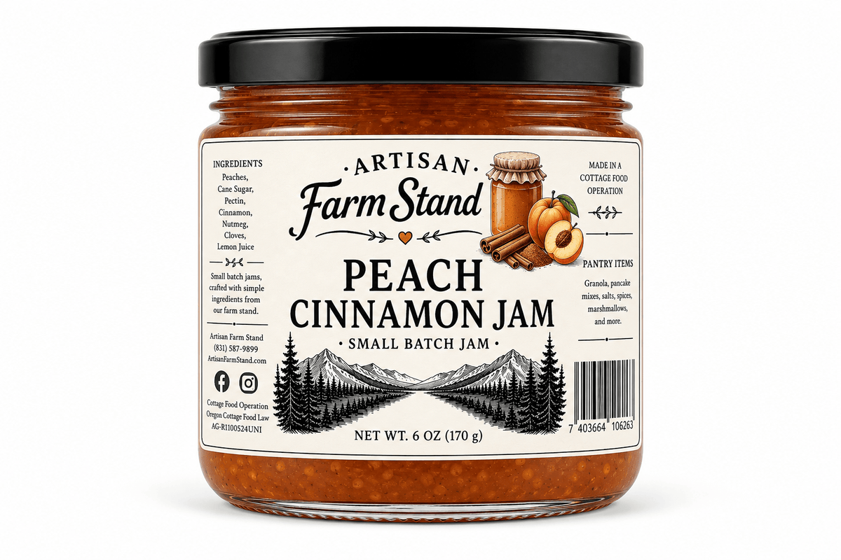 Peach Cinnamon Jam | Small Batch Artisan Jam | 6 oz - Artisan Farm Stand