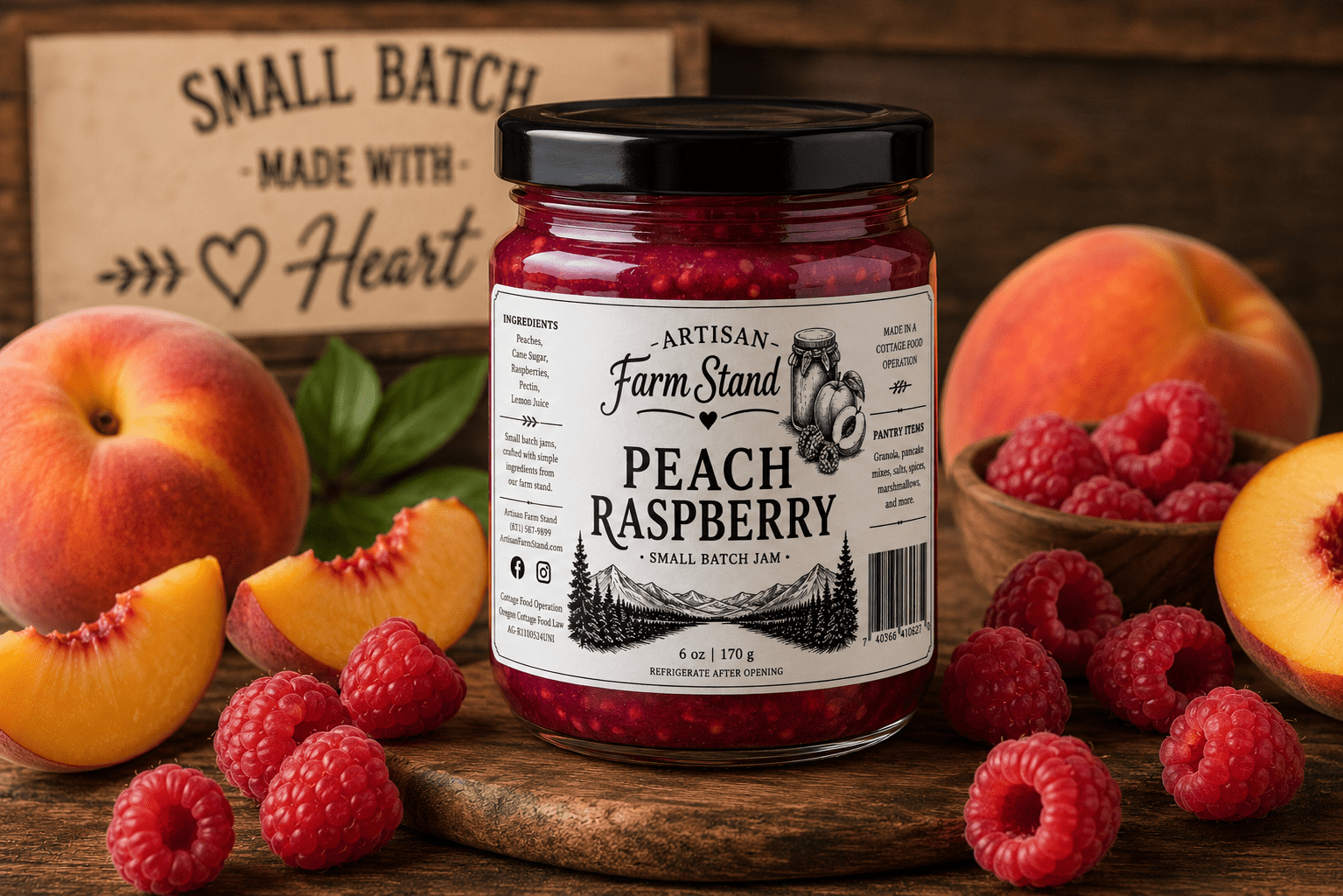 Peach Raspberry Jam – Small Batch Fruit Jam | 6 oz - Artisan Farm Stand