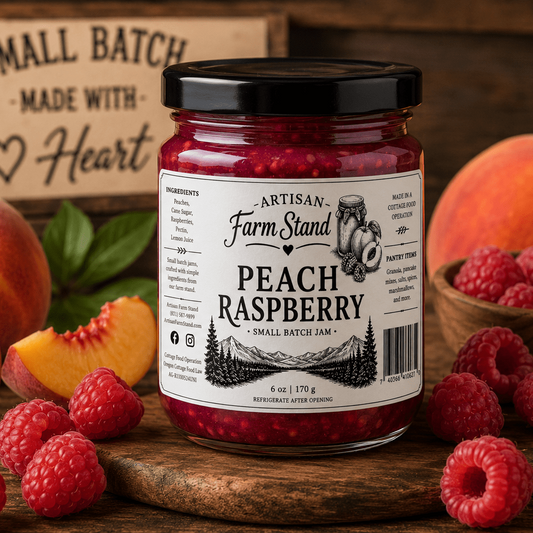 Peach Raspberry Jam – Small Batch Fruit Jam | 6 oz - Artisan Farm Stand