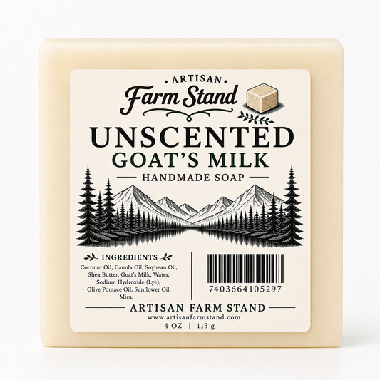 Unscented Goat's Milk Handmade Soap Bar – Artisan Farm Stand | Gentle & Fragrance-Free | 4 oz - Artisan Farm Stand